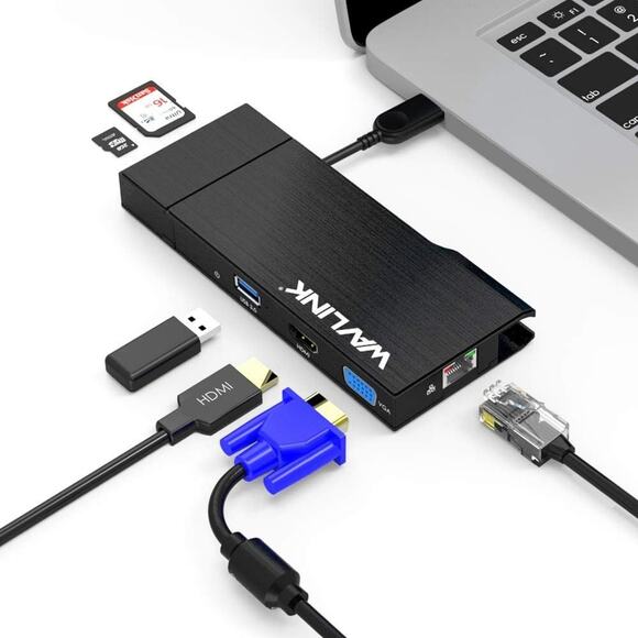 Wavlink Universial USB 3.0 Dual-Head Mini Docking Multi-Display HDMI/VGA - Picture 2 of 6
